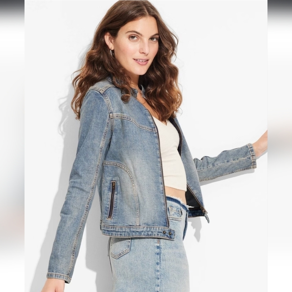 Women's Medium Wash Denim Jean Jacket - Wild Fable  - Size XXS